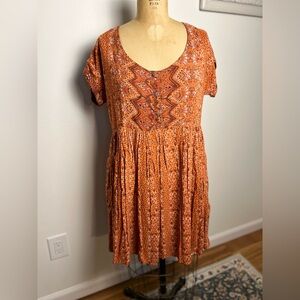 Free People boho women’s pullover short sleeve dress size small